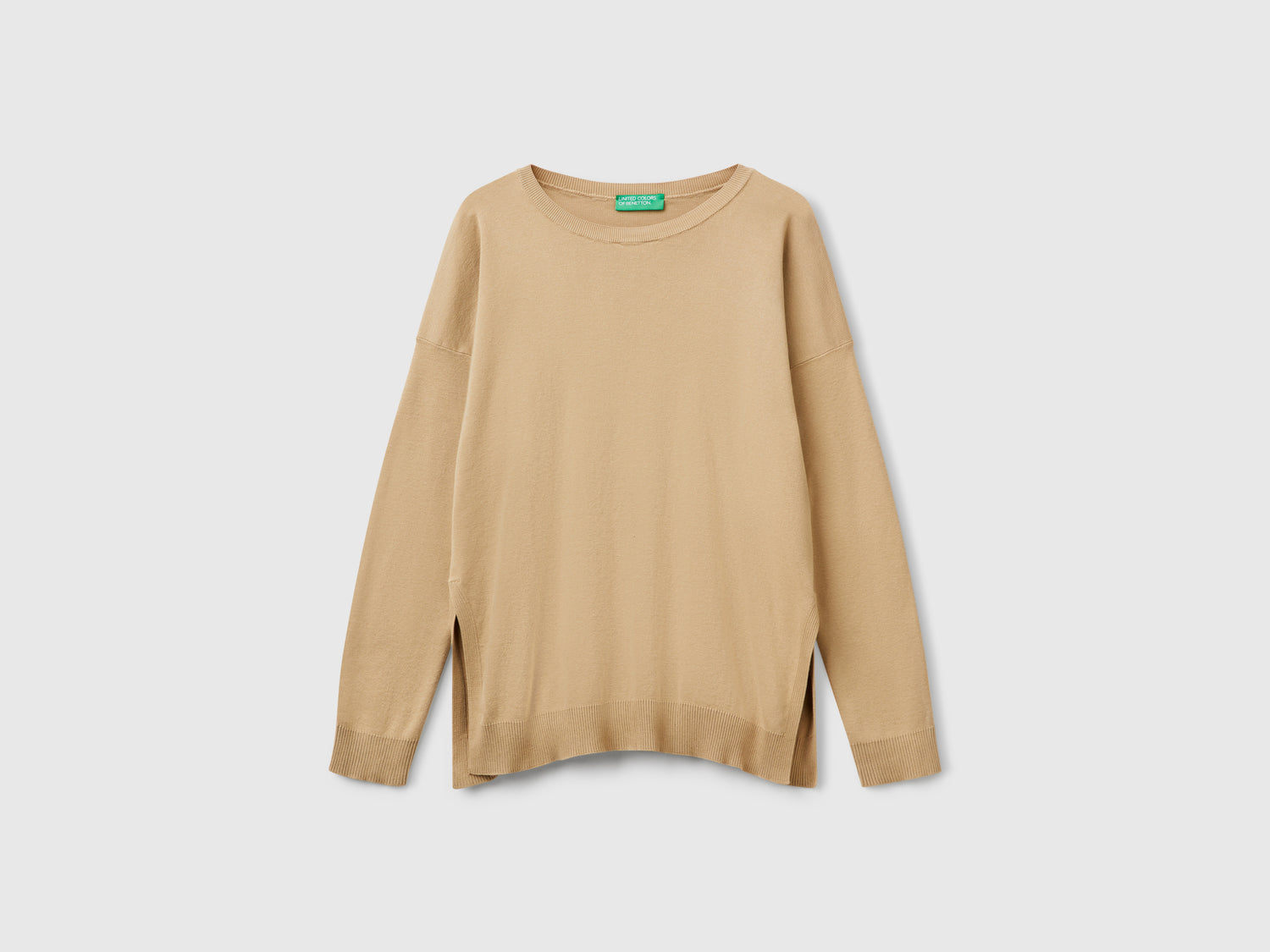 Oversized cotton sweater da donna beige | Benetton Outlet