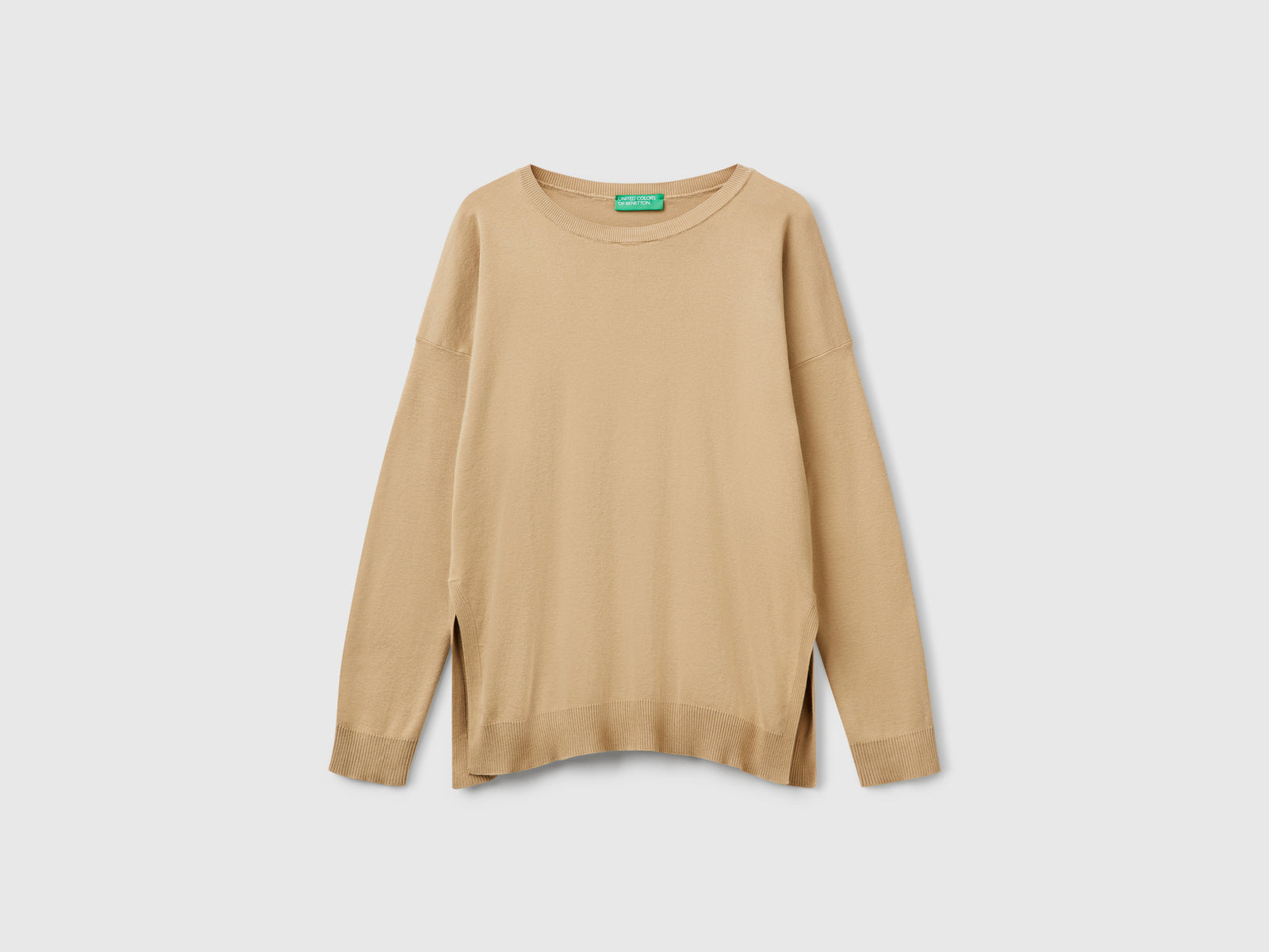 Oversized cotton sweater da donna beige | Benetton Outlet