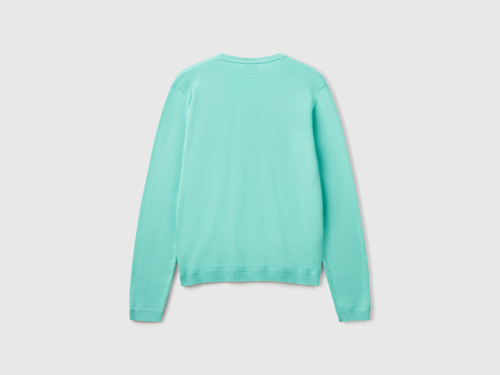 Maglia girocollo in puro cotone da donna verde acqua 2 | Benetton Outlet