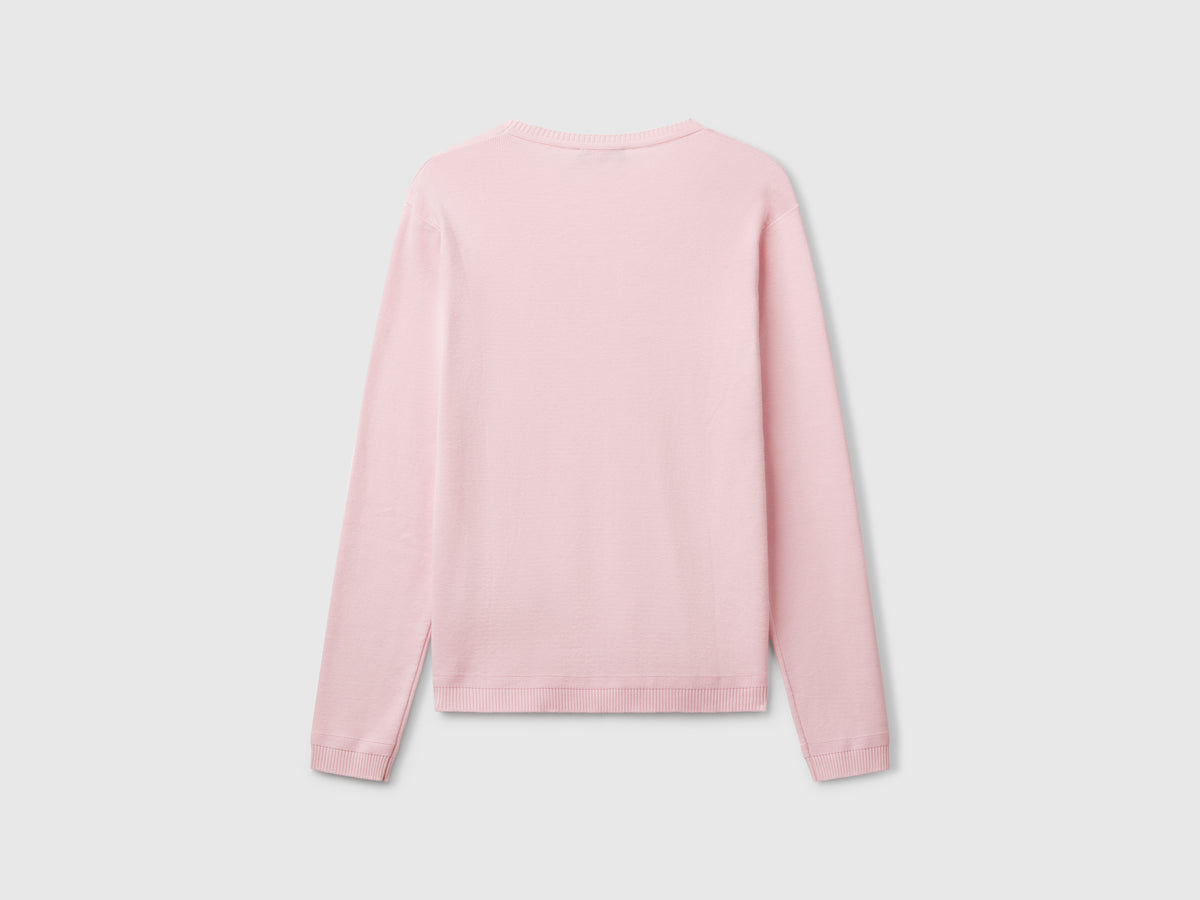 Crew neck sweater in pure cotton