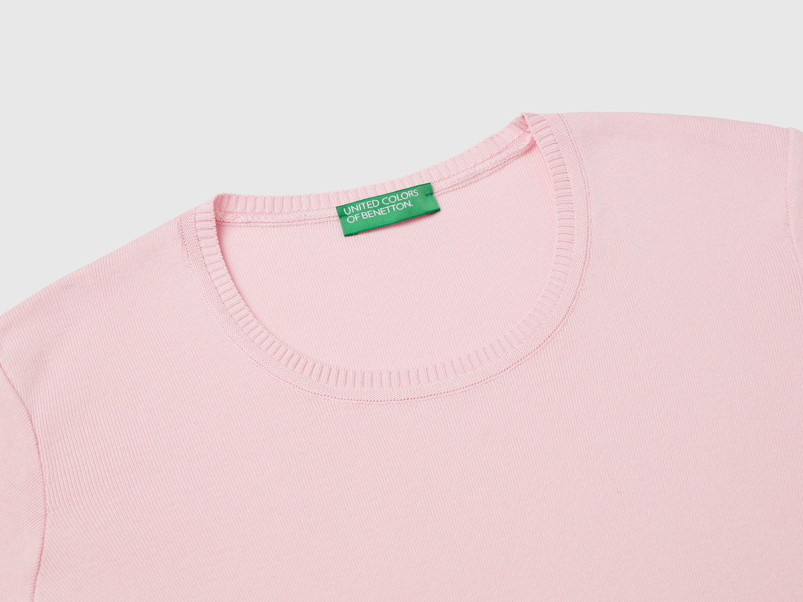 Crew neck sweater in pure cotton da donna rosa 3 | Benetton Outlet