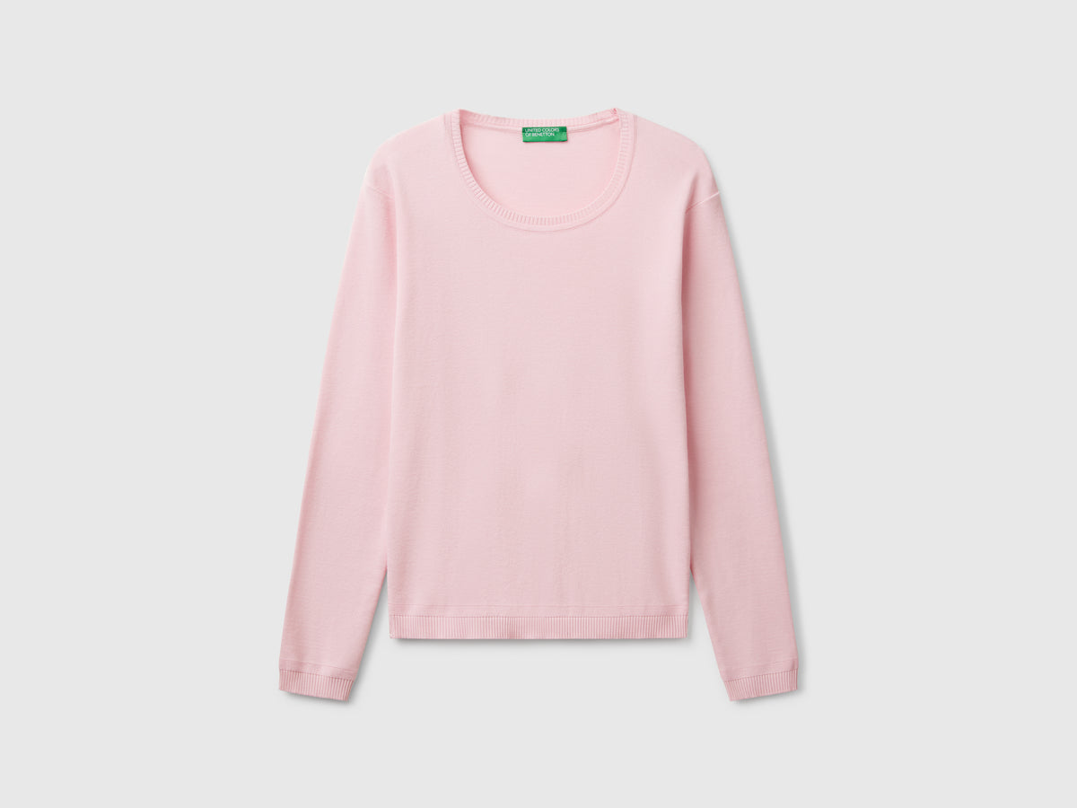 Crew neck sweater in pure cotton