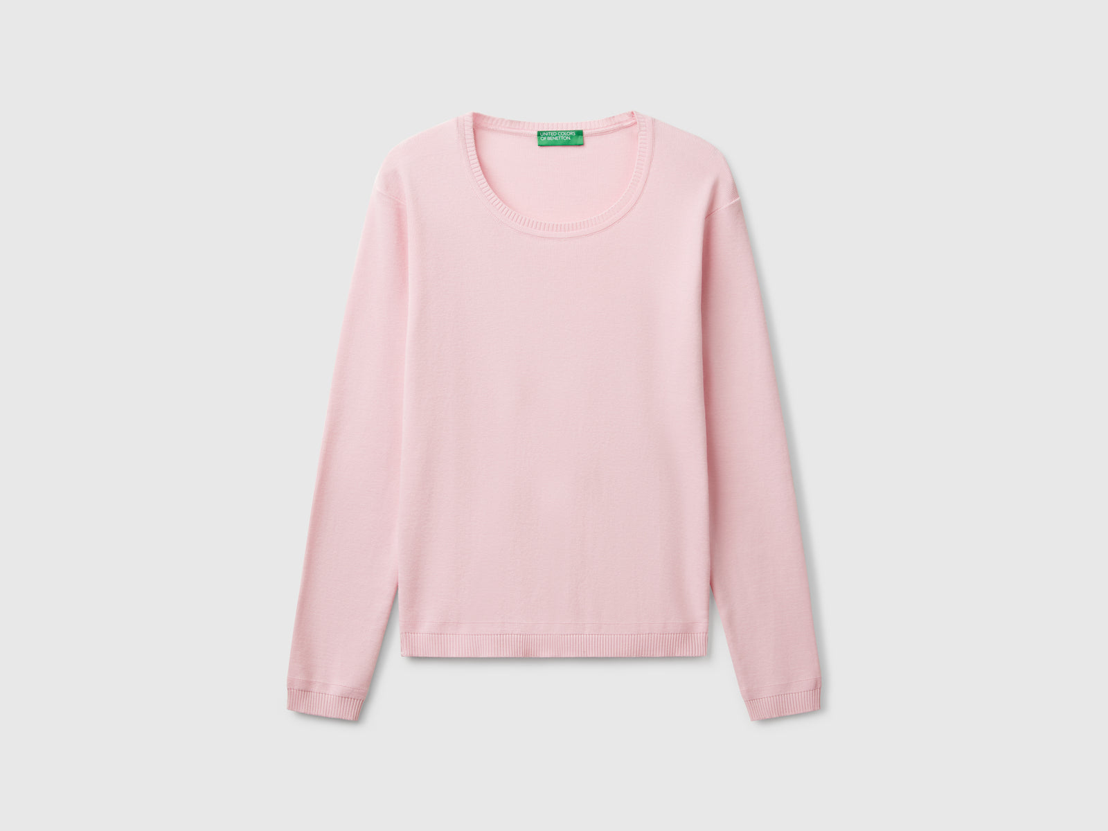 Crew neck sweater in pure cotton da donna rosa | Benetton Outlet