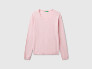 Crew neck sweater in pure cotton