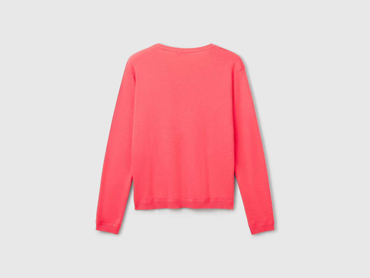 Crew neck sweater in pure cotton