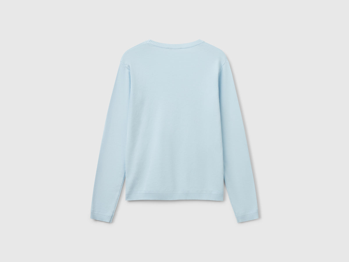 Crew neck sweater in pure cotton