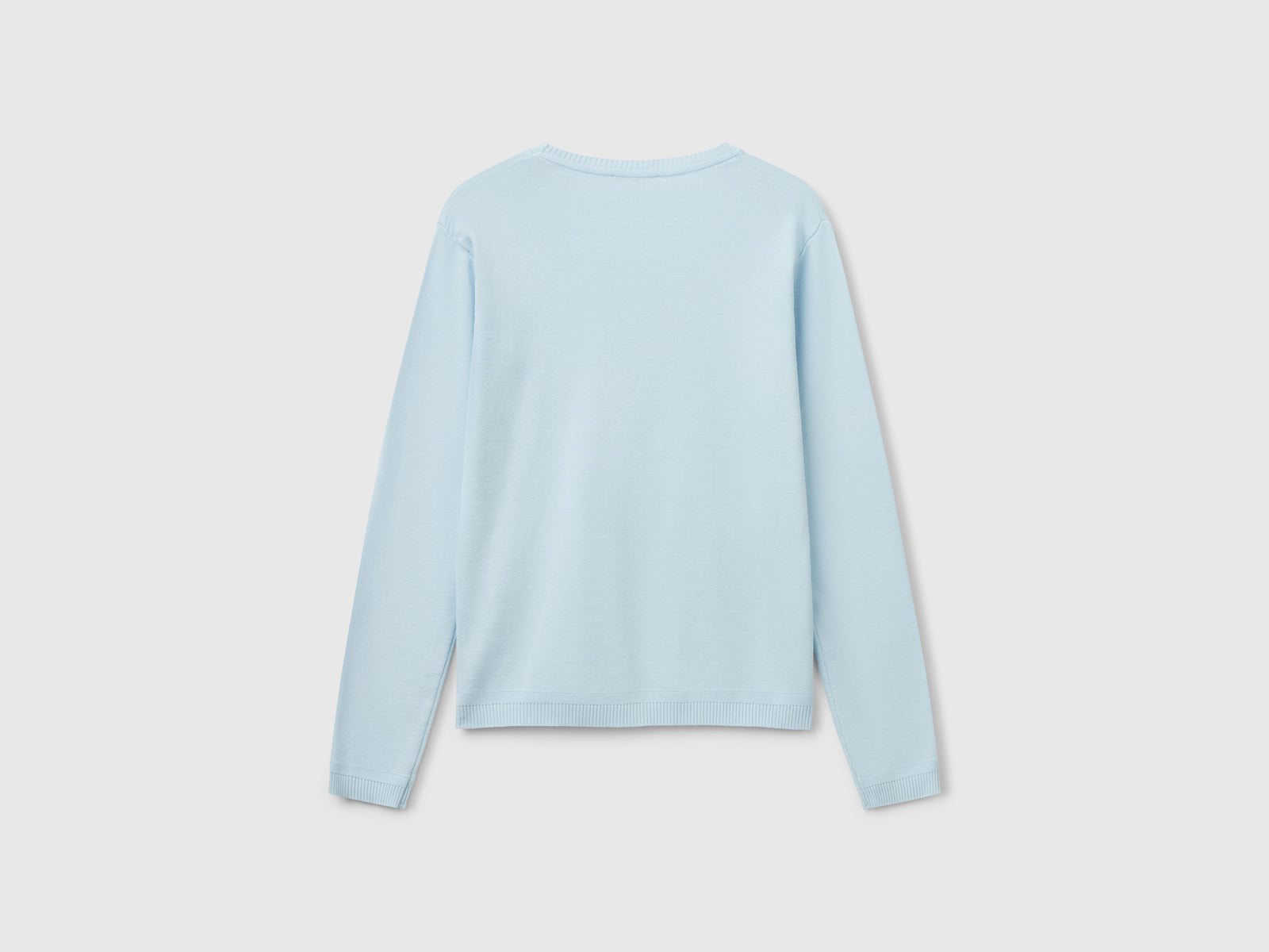 Crew neck sweater in pure cotton da donna celeste 2 | Benetton Outlet