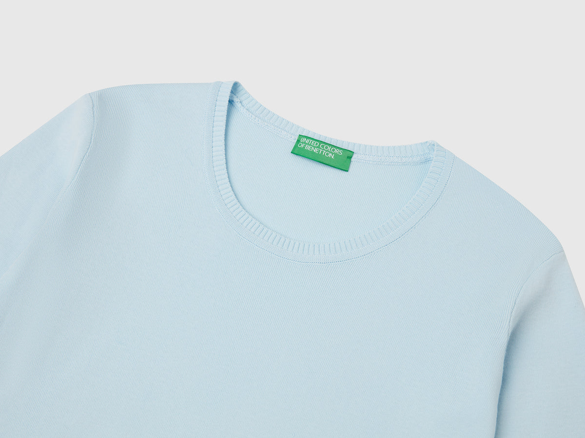 Crew neck sweater in pure cotton