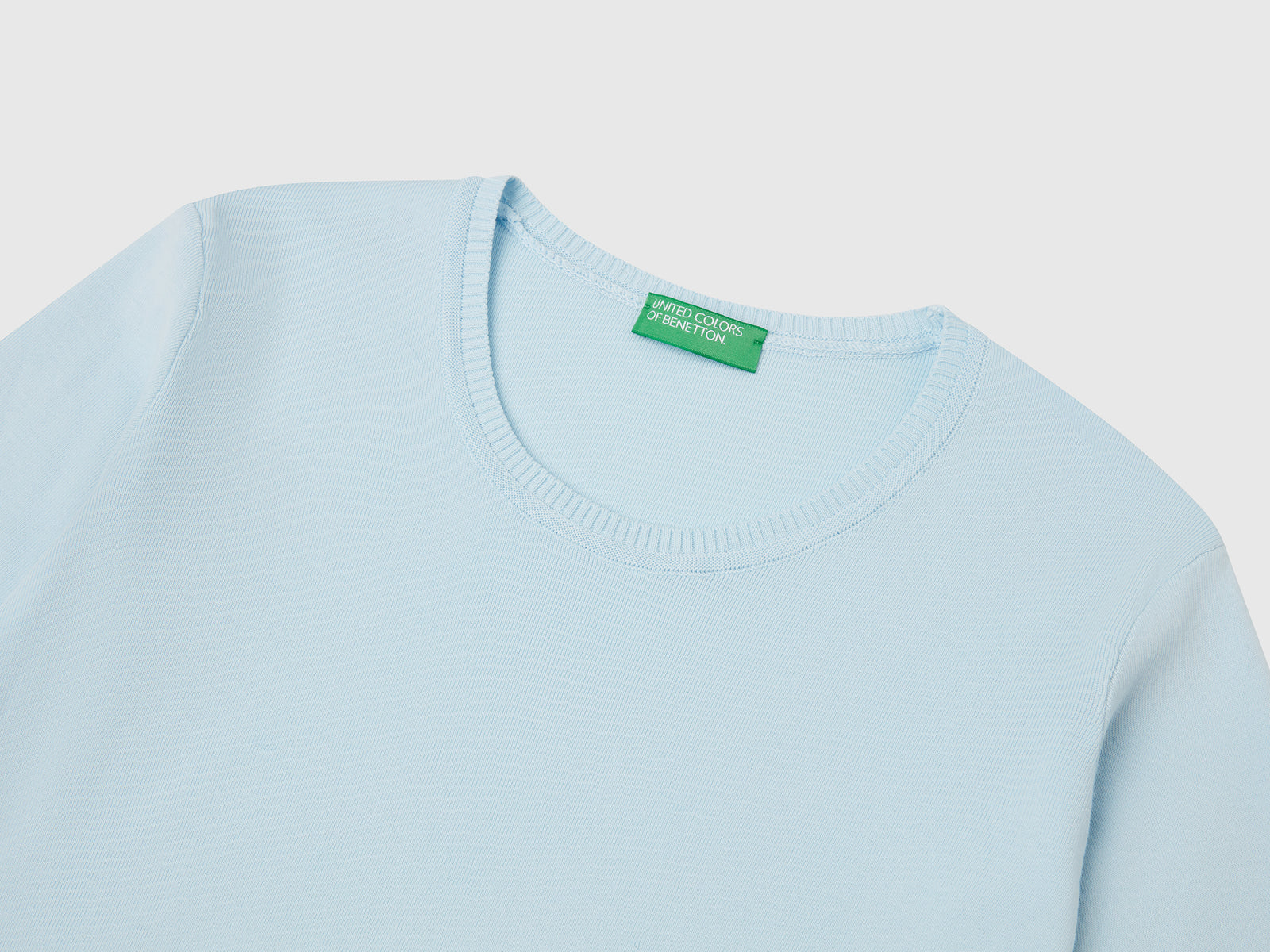 Crew neck sweater in pure cotton da donna celeste 3 | Benetton Outlet