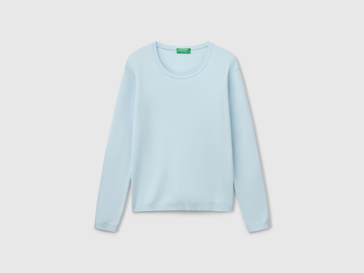 Crew neck sweater in pure cotton