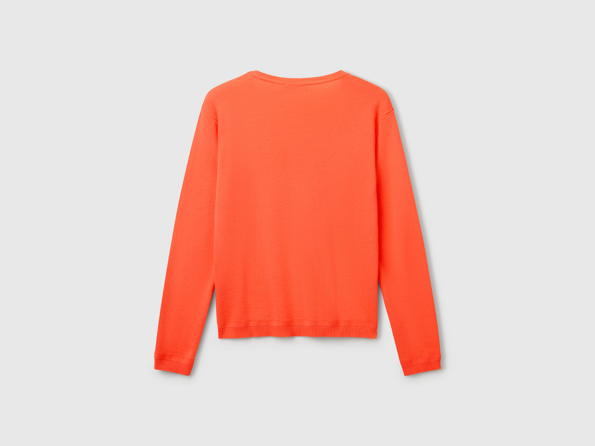 Crew neck sweater in pure cotton