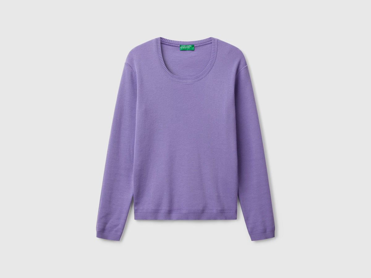 Crew neck sweater in pure cotton