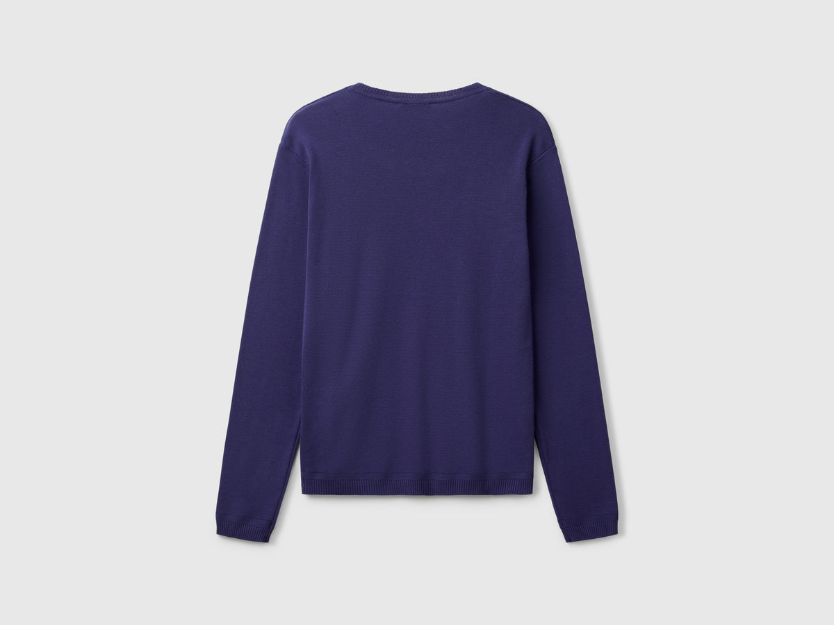 Crew neck sweater in pure cotton