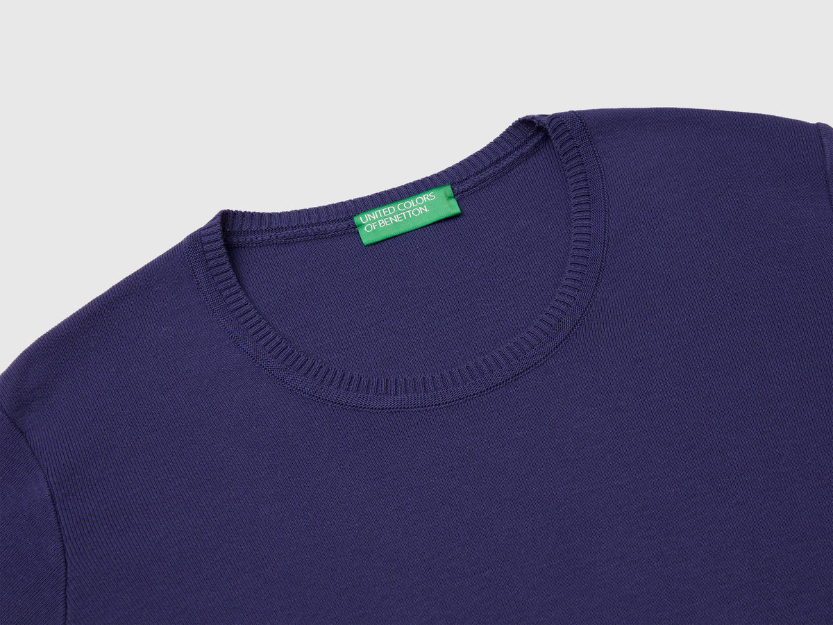 Crew neck sweater in pure cotton