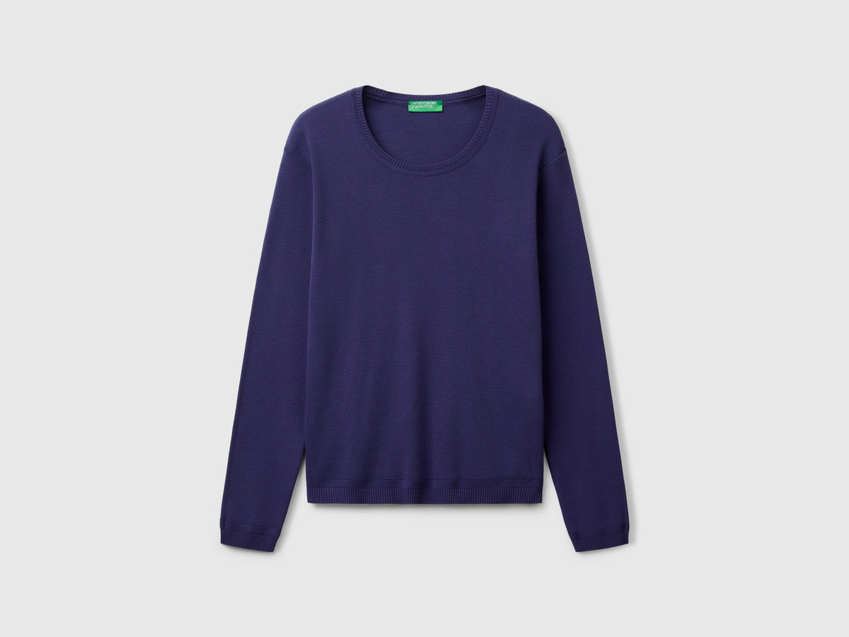 Crew neck sweater in pure cotton