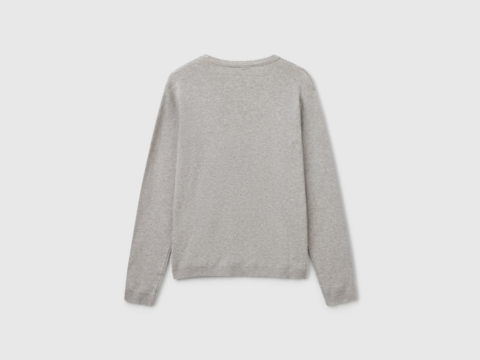 Maglia girocollo in puro cotone da donna grigio chiaro 2 | Benetton Outlet