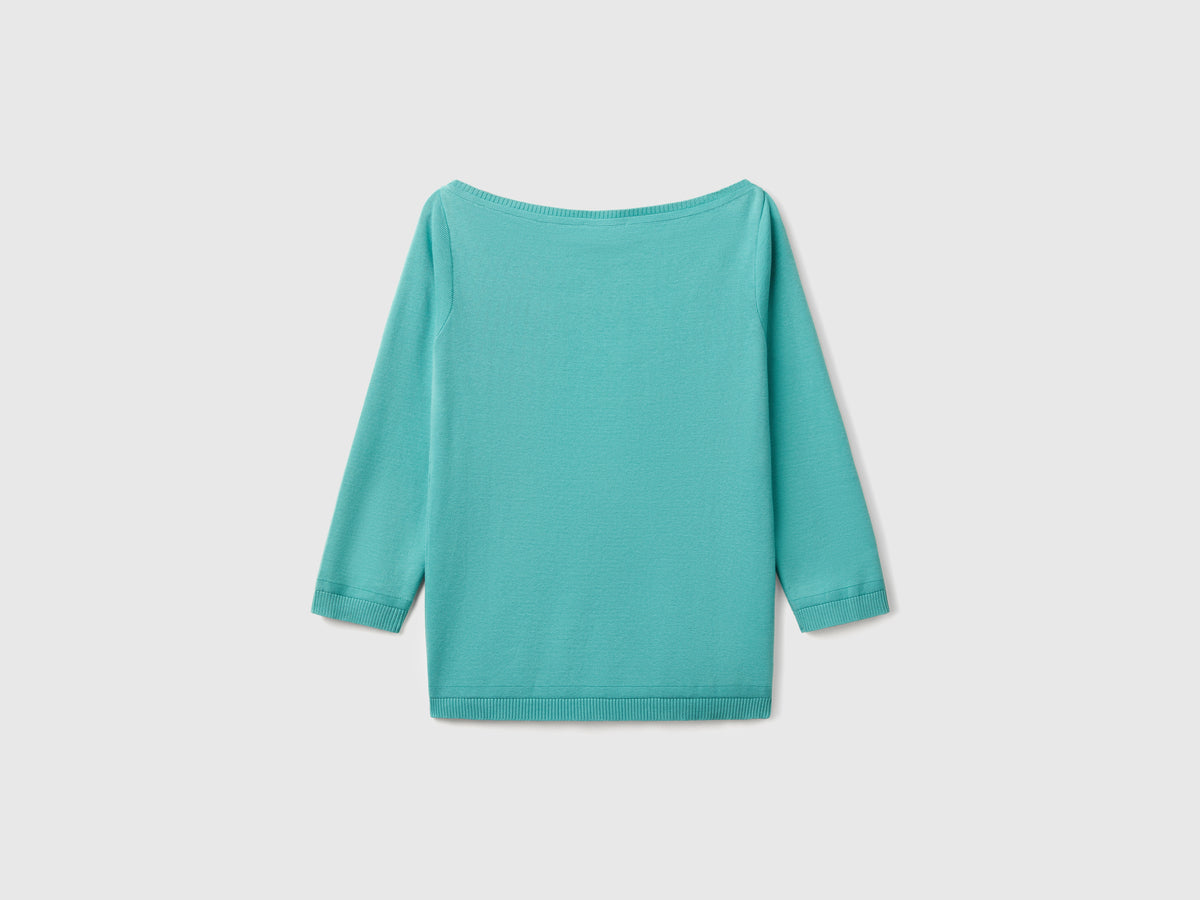 Maglia 100% cotone con scollo a barchetta