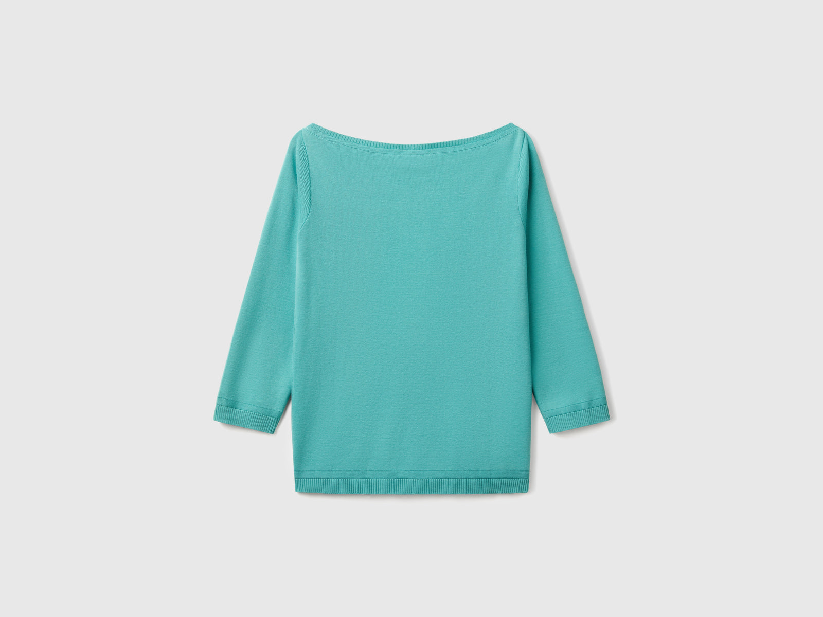 Maglia 100% cotone con scollo a barchetta da donna verde acqua 2 | Benetton Outlet