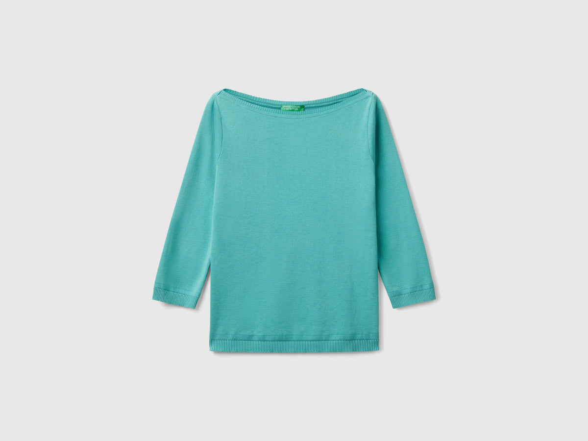 Maglia 100% cotone con scollo a barchetta