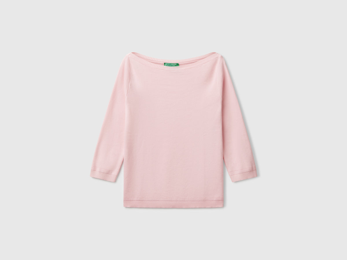 100% cotton boat neck sweater