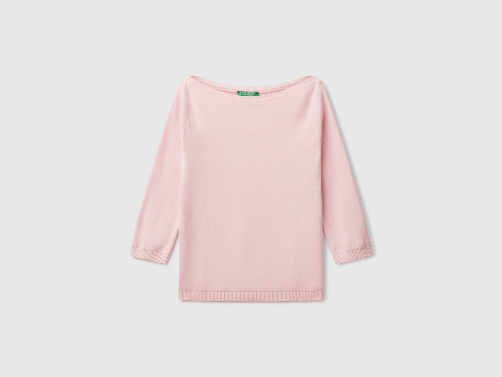 100% cotton boat neck sweater da donna rosa | Benetton Outlet