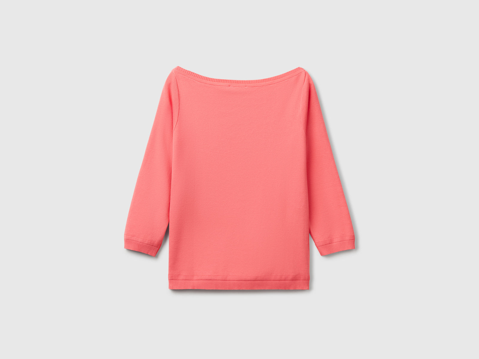 Maglia 100% cotone con scollo a barchetta da donna fucsia 2 | Benetton Outlet