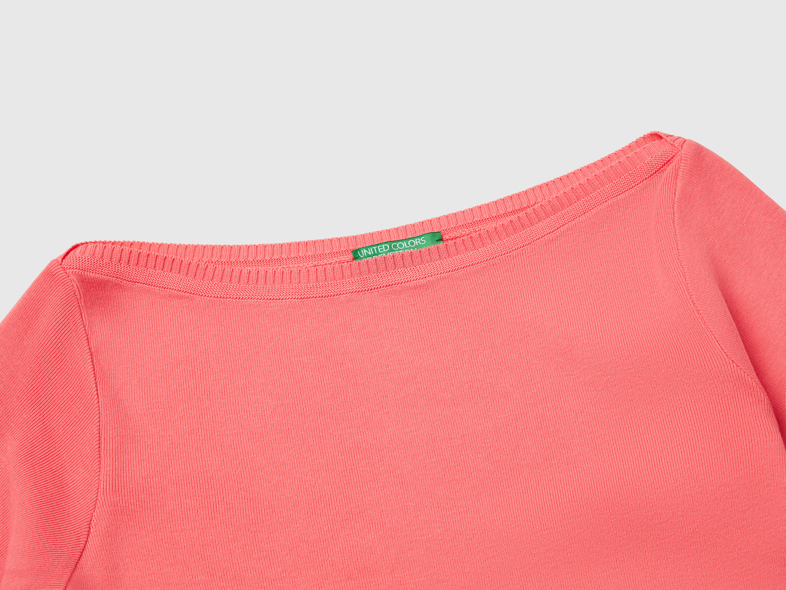 Maglia 100% cotone con scollo a barchetta da donna fucsia 3 | Benetton Outlet