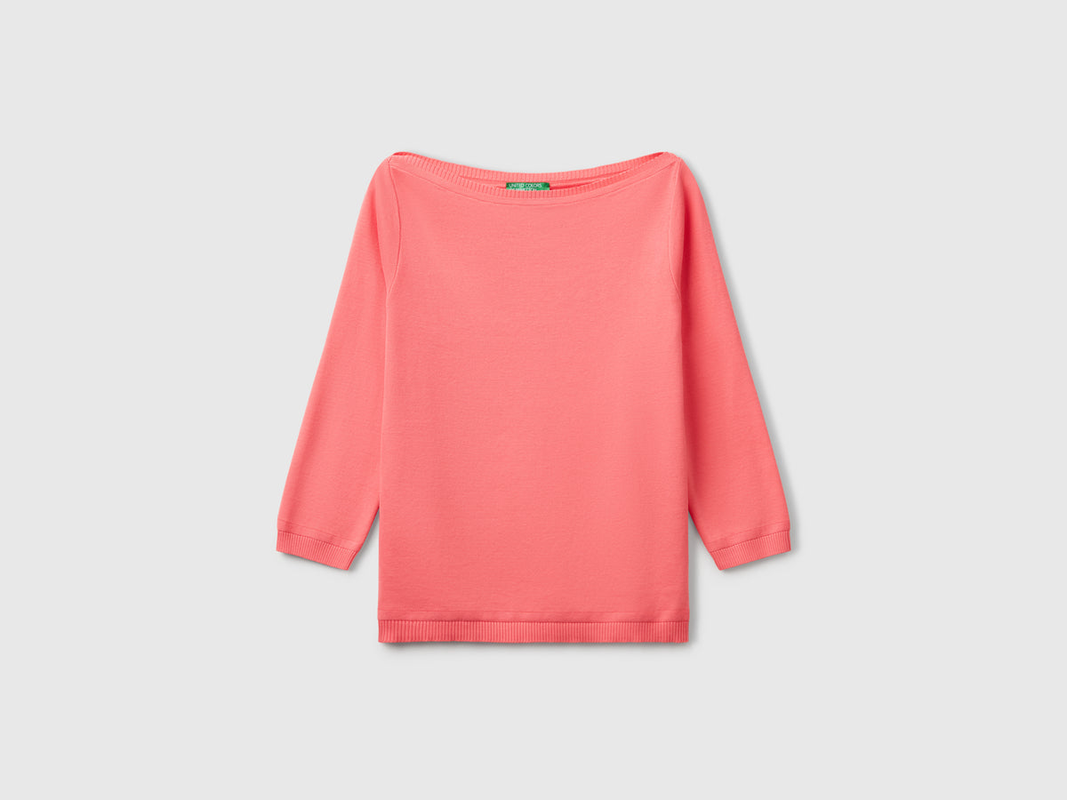 Maglia 100% cotone con scollo a barchetta
