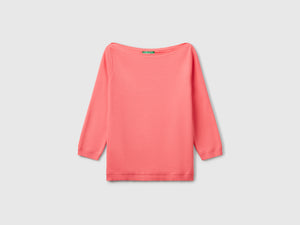 Maglia 100% cotone con scollo a barchetta