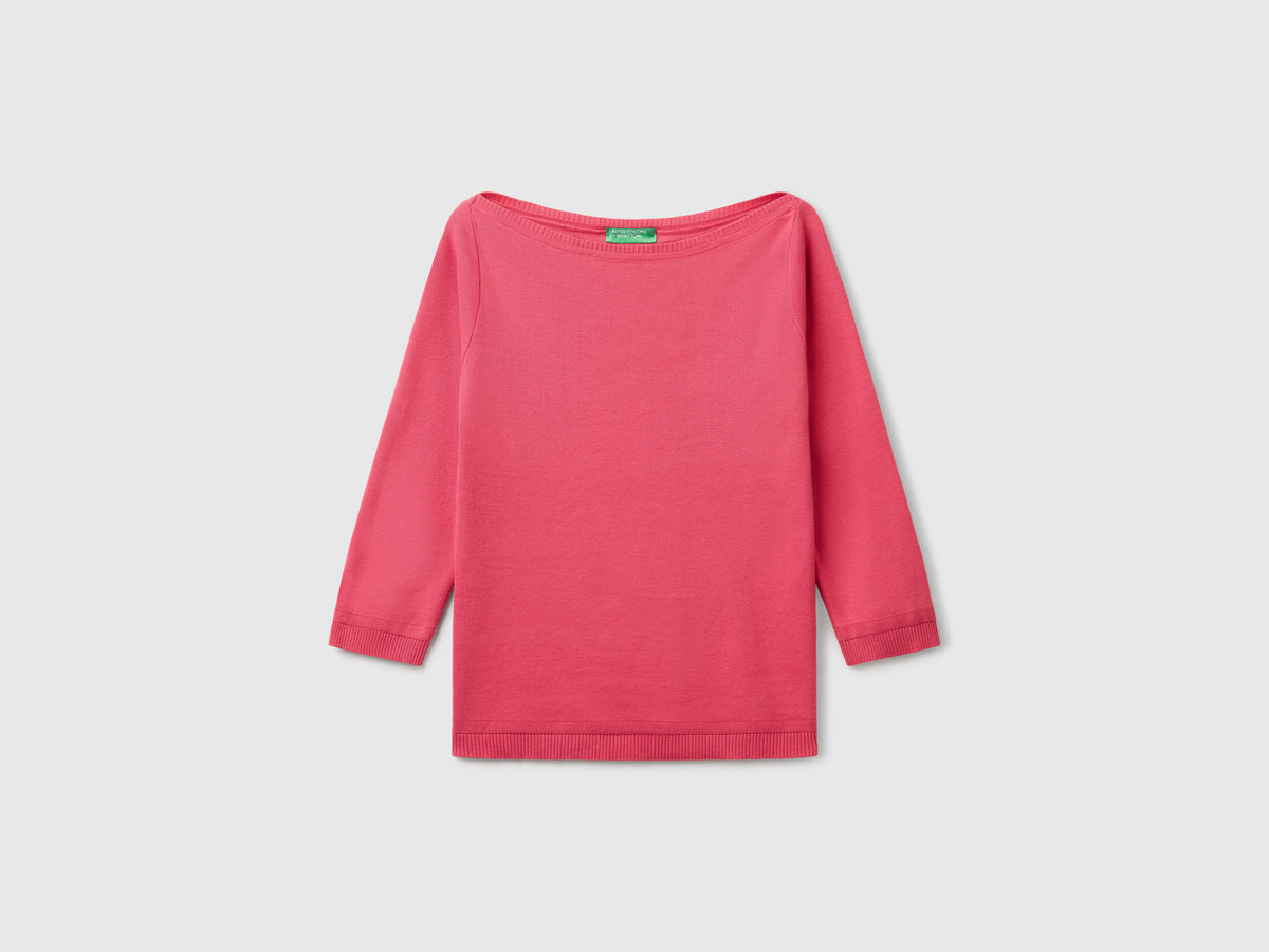 Maglia 100% cotone con scollo a barchetta