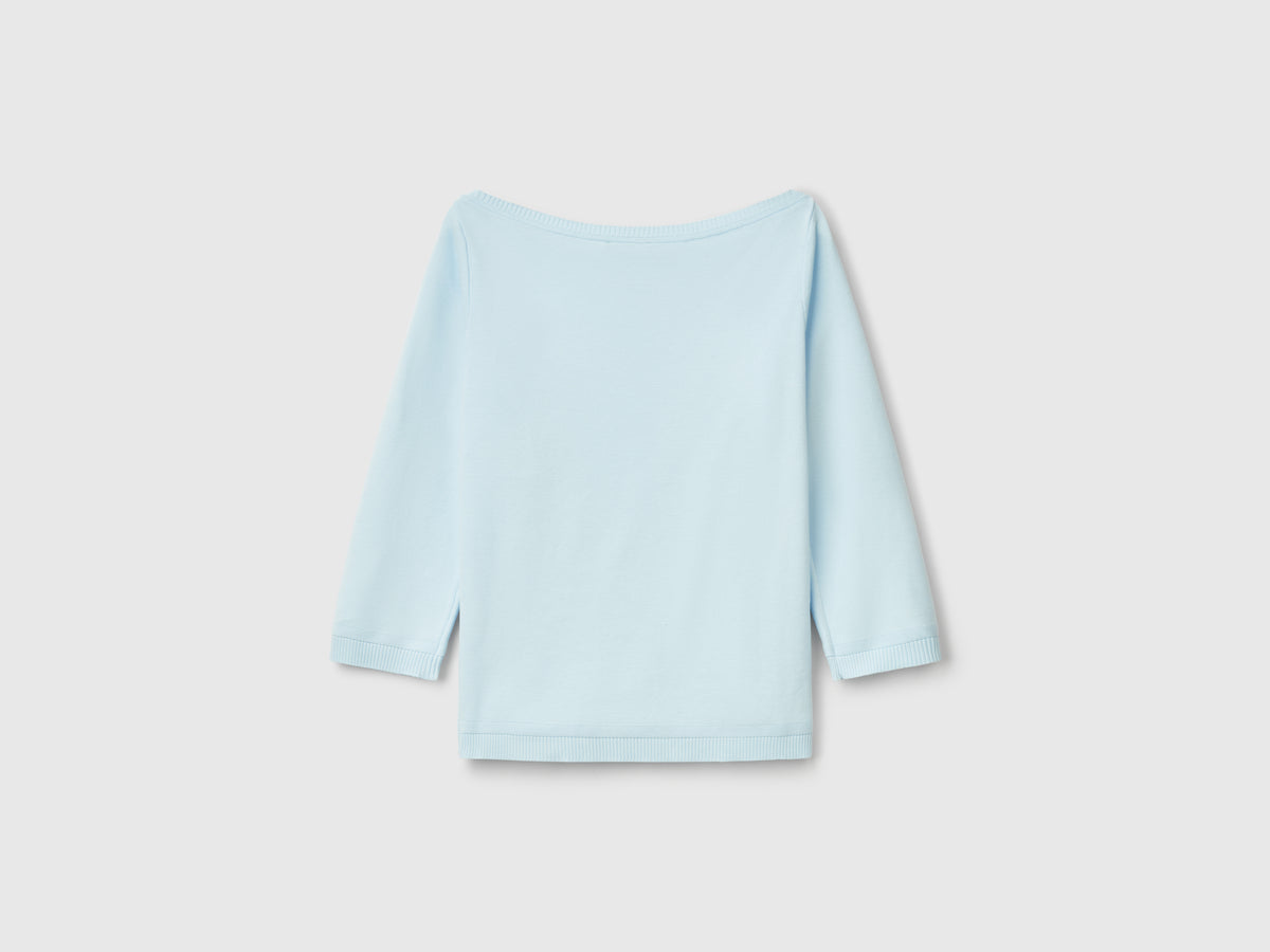 Maglia 100% cotone con scollo a barchetta