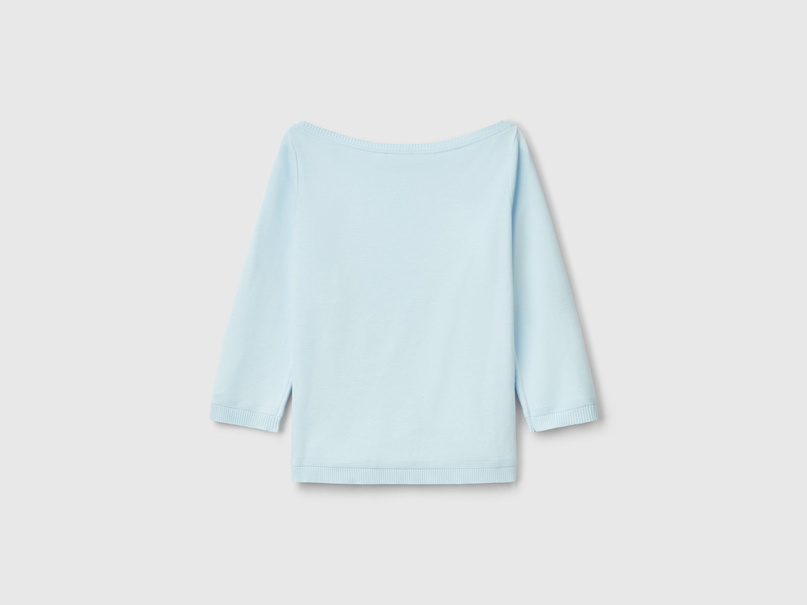 Maglia 100% cotone con scollo a barchetta da donna celeste 2 | Benetton Outlet