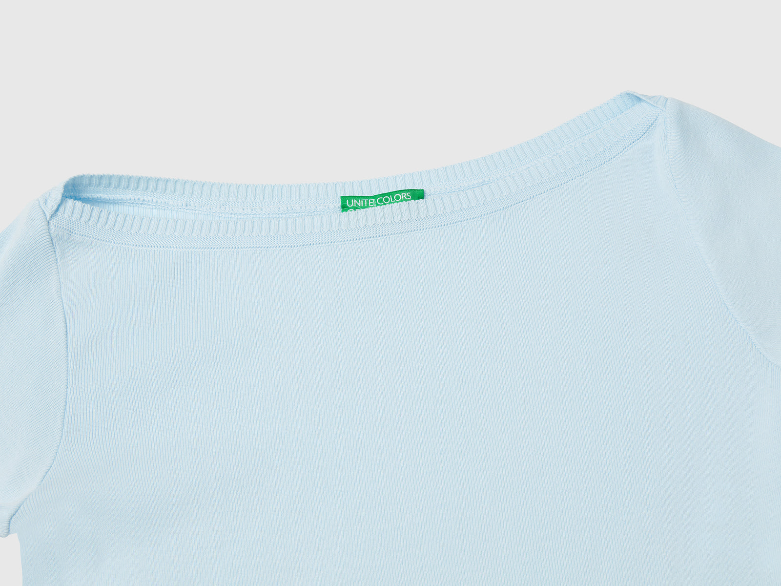 Maglia 100% cotone con scollo a barchetta da donna celeste 3 | Benetton Outlet