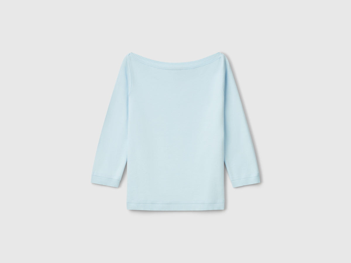 Maglia 100% cotone con scollo a barchetta