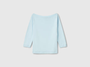 Maglia 100% cotone con scollo a barchetta