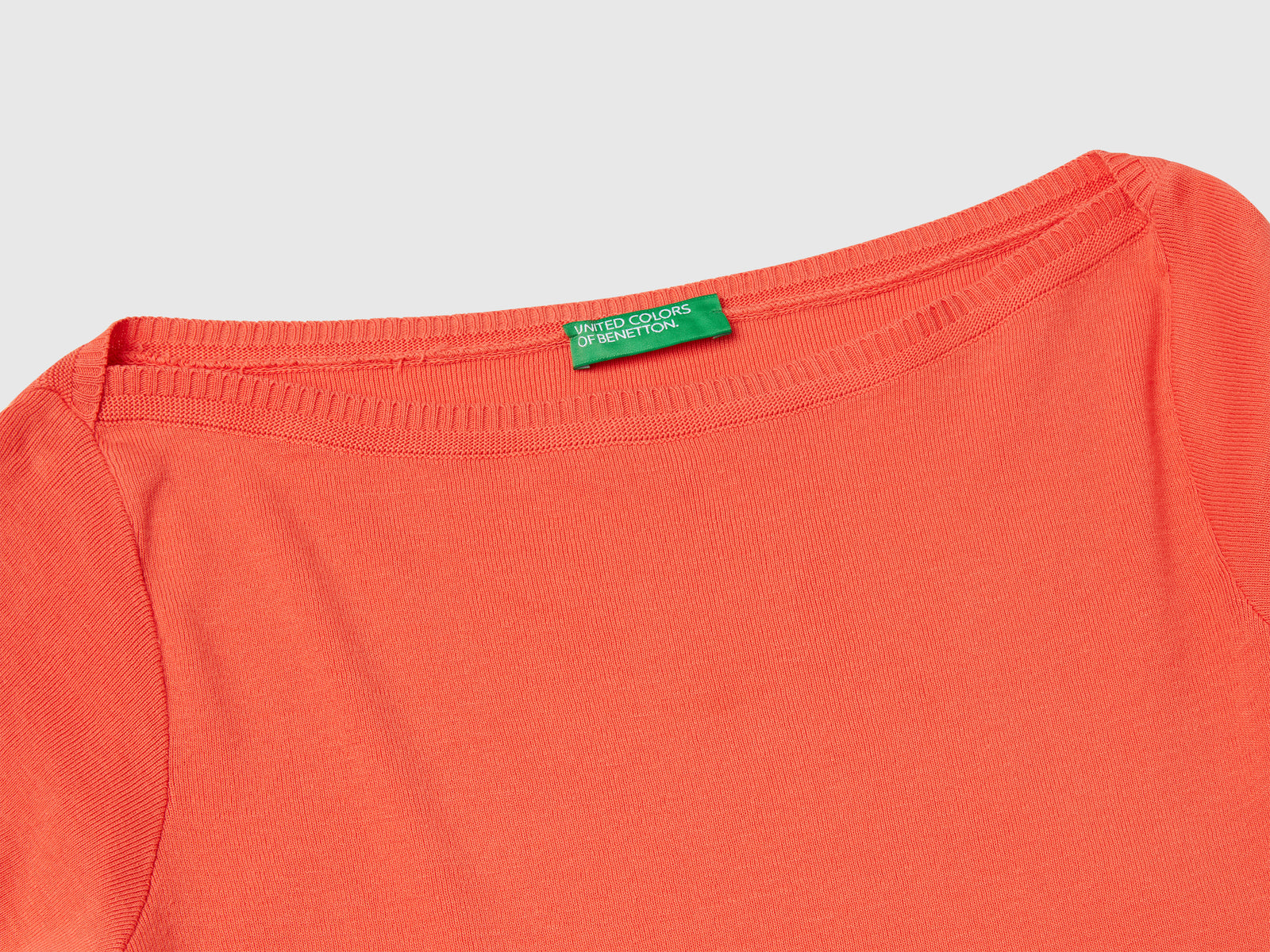 100% cotton boat neck sweater da donna arancione 3 | Benetton Outlet