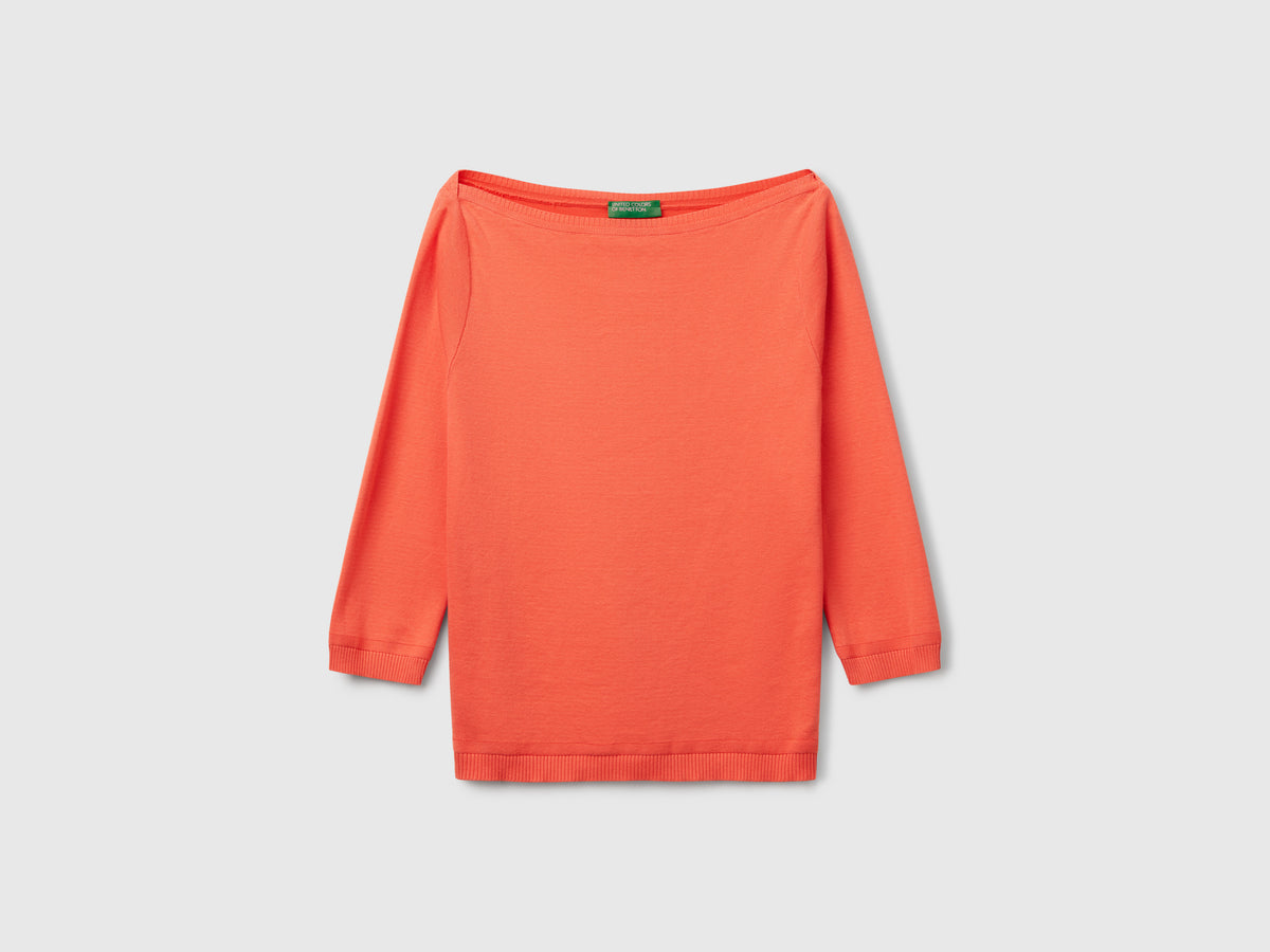 100% cotton boat neck sweater