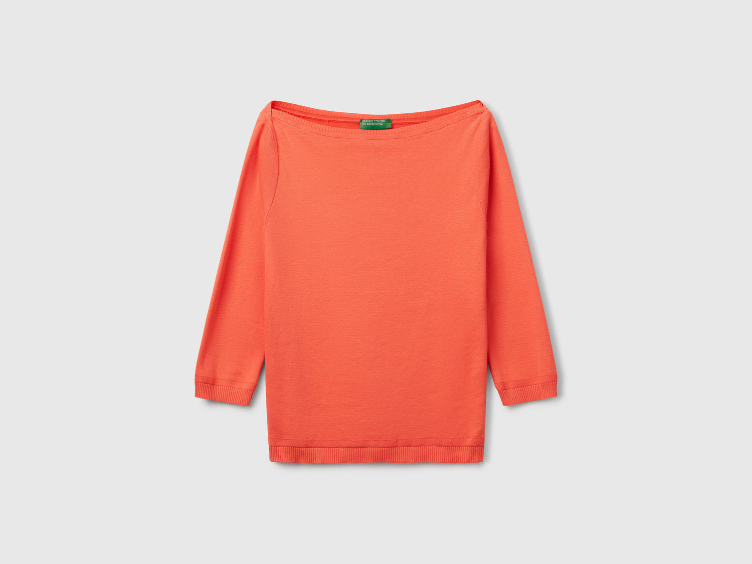 100% cotton boat neck sweater da donna arancione | Benetton Outlet