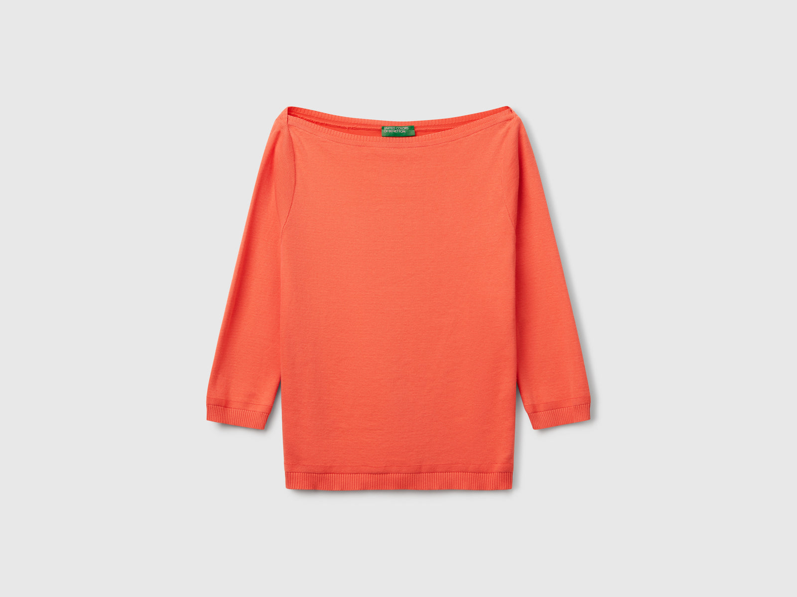 100% cotton boat neck sweater da donna arancione | Benetton Outlet