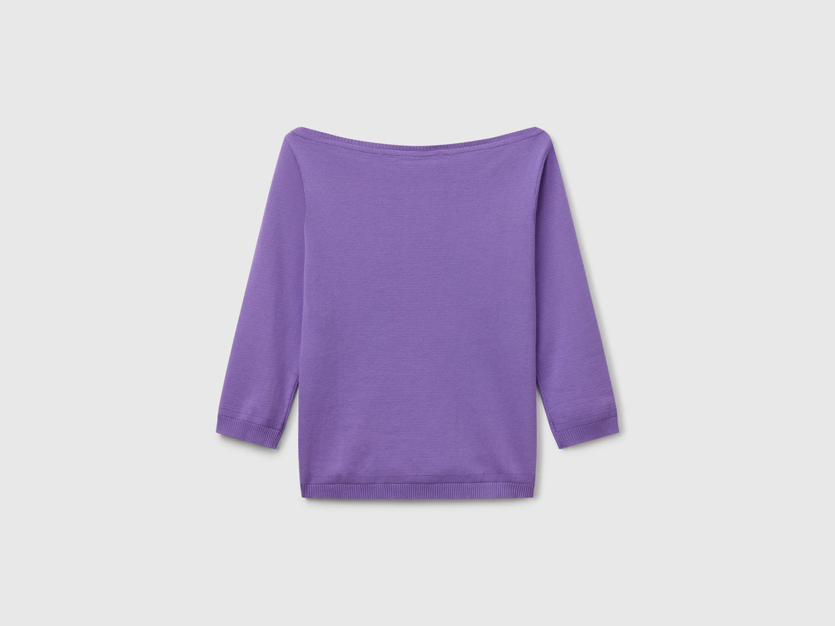 Maglia 100% cotone con scollo a barchetta