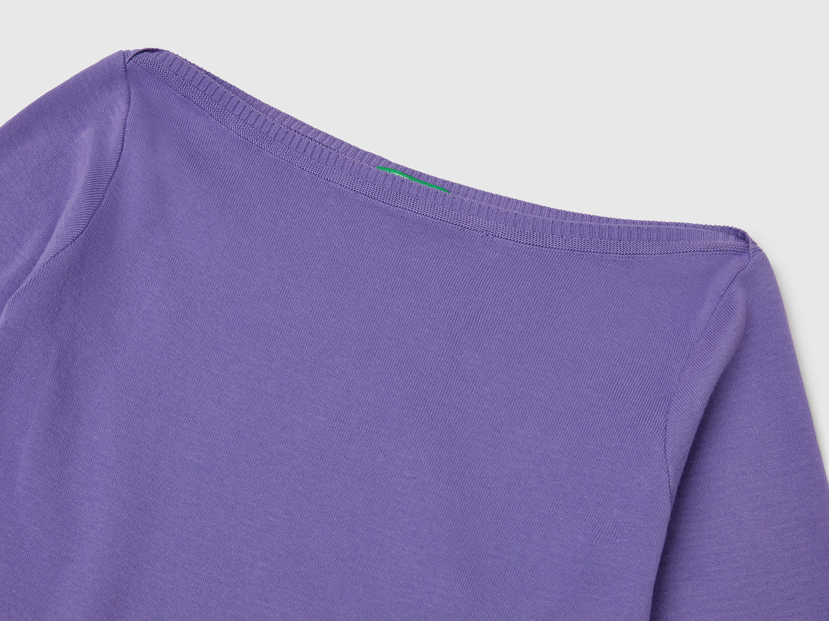Maglia 100% cotone con scollo a barchetta