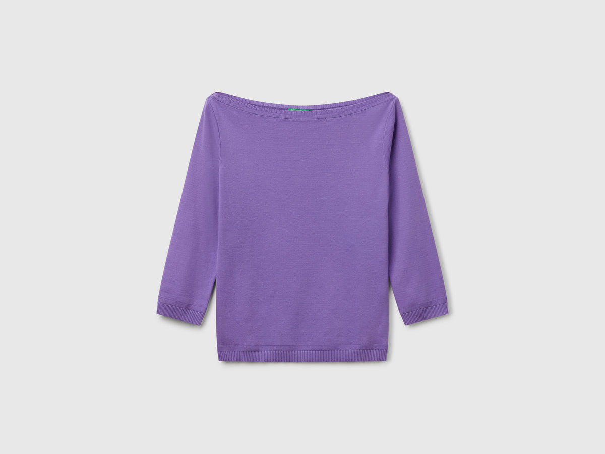 Maglia 100% cotone con scollo a barchetta