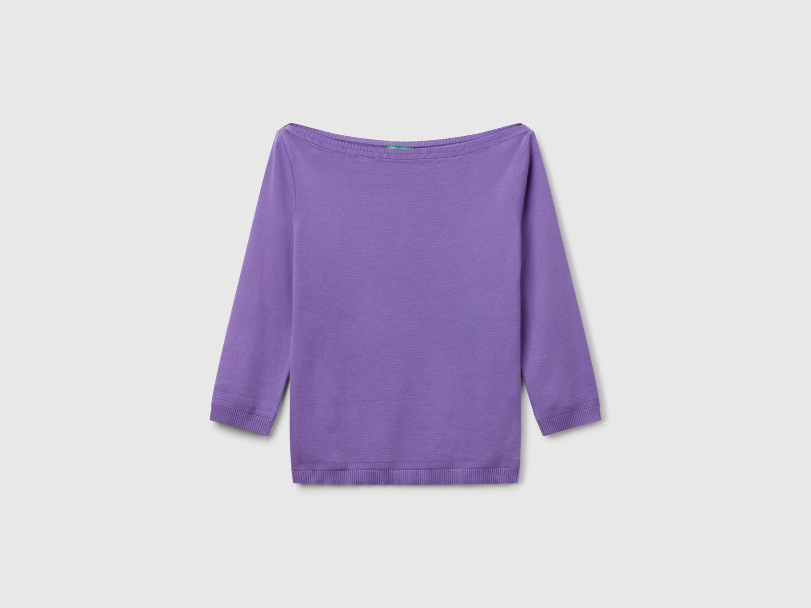 Maglia 100% cotone con scollo a barchetta da donna pervinca | Benetton Outlet