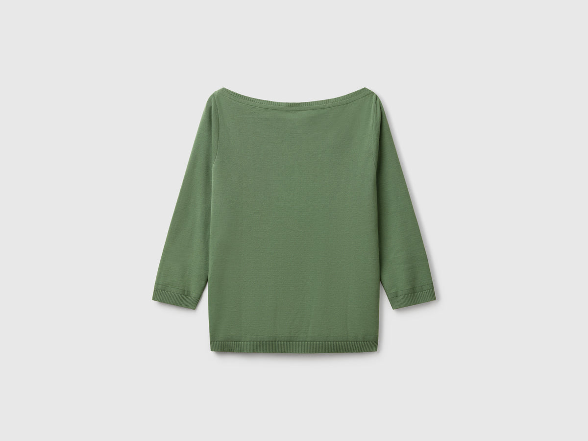 Maglia 100% cotone con scollo a barchetta