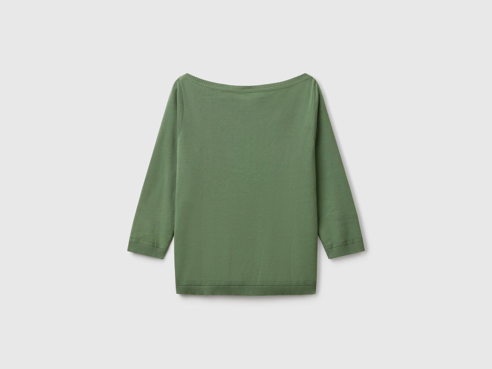 Maglia 100% cotone con scollo a barchetta da donna verde scuro 2 | Benetton Outlet