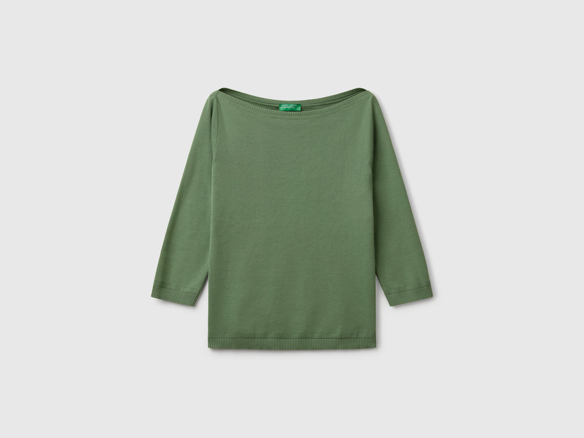 Maglia 100% cotone con scollo a barchetta