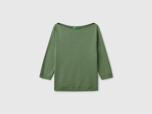Maglia 100% cotone con scollo a barchetta