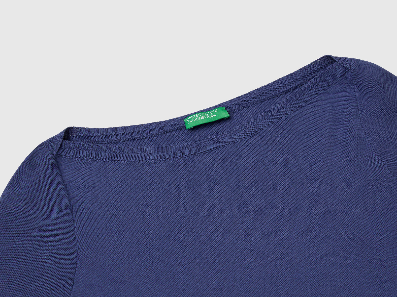 100% cotton boat neck sweater da donna blu 3 | Benetton Outlet