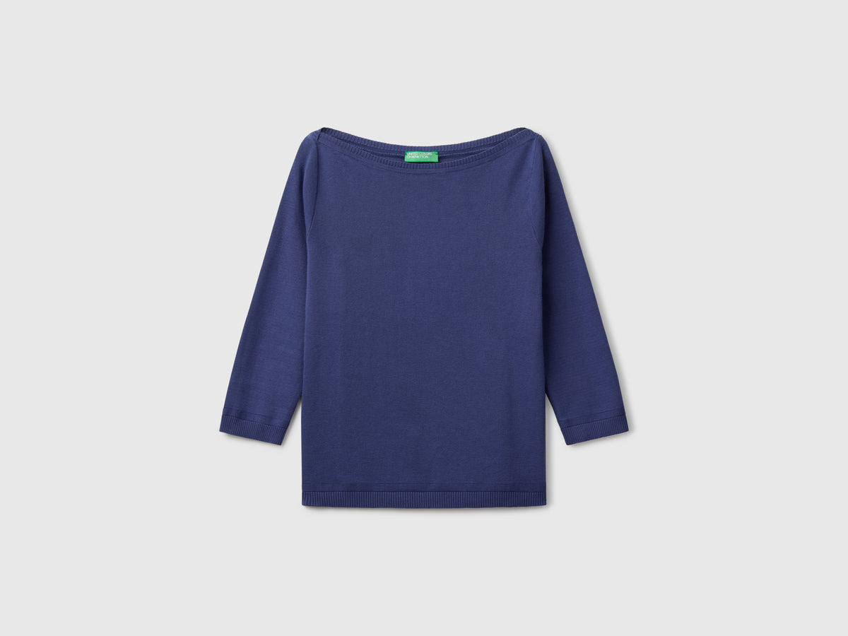 100% cotton boat neck sweater