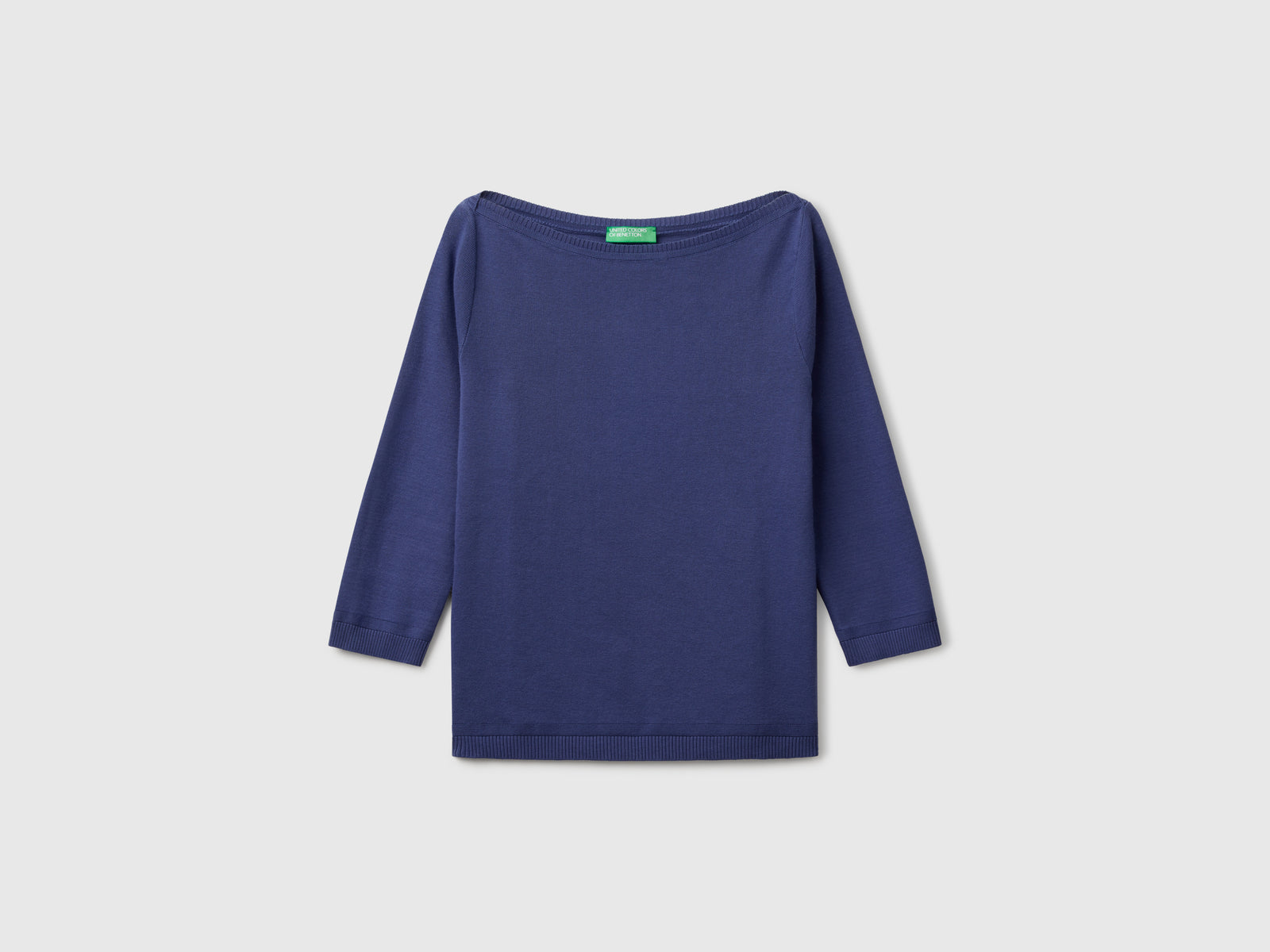 100% cotton boat neck sweater da donna blu | Benetton Outlet